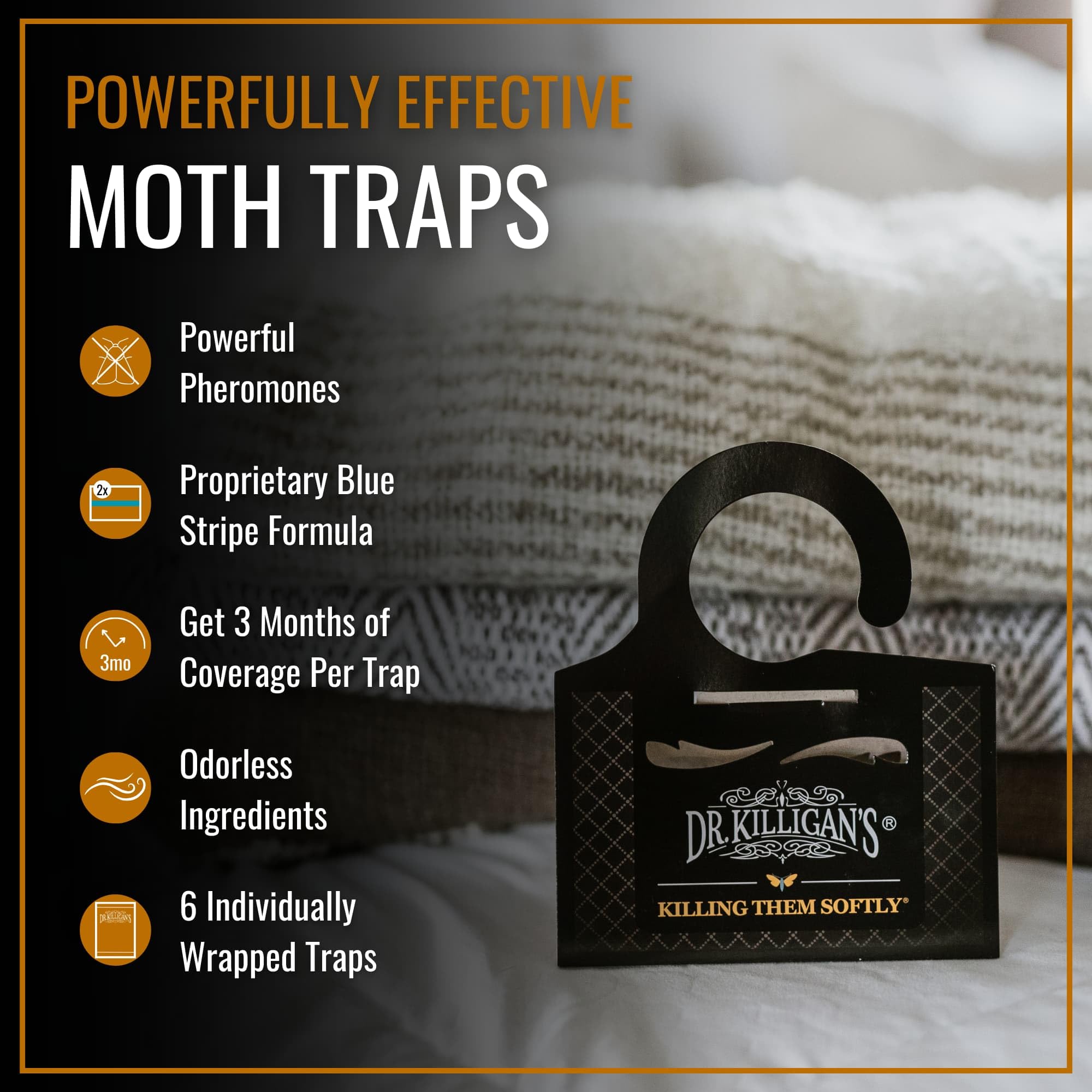 Dr. Killigan's closet setup using traps for quick moth defense