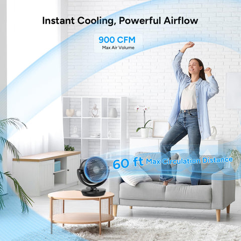 DR.PREPARE compact desk fan with 11.3-inch height fits desks and shelves.