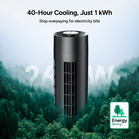 DR.PREPARE Tower Fan 80° oscillation broadens room air distribution.