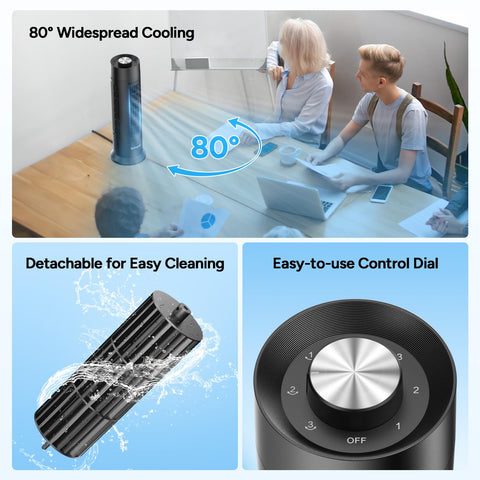 DR.PREPARE Tower Fan detachable impeller and guard simplify maintenance.
