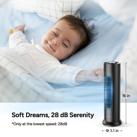DR.PREPARE Tower Fan operates quietly for sleep-friendly environments.