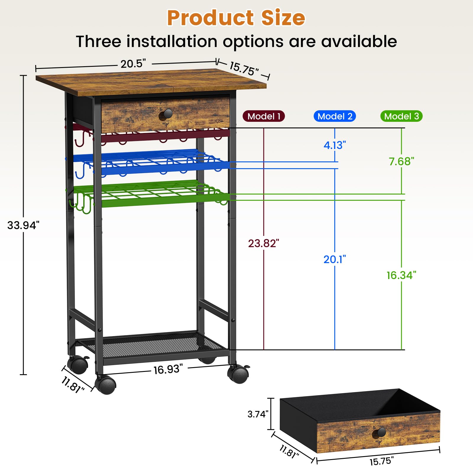 Draelibor microwave cart assembled with clear instructions and sturdy frame.