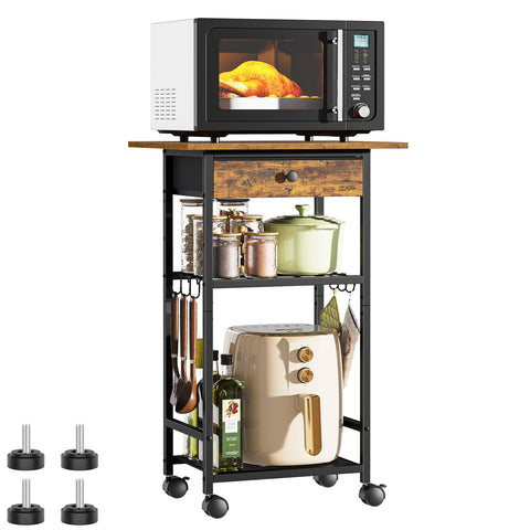 Draelibor microwave cart with drawer removed reveals extra vertical space.
