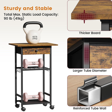 Draelibor microwave cart in a home kitchen doubles as a coffee bar.