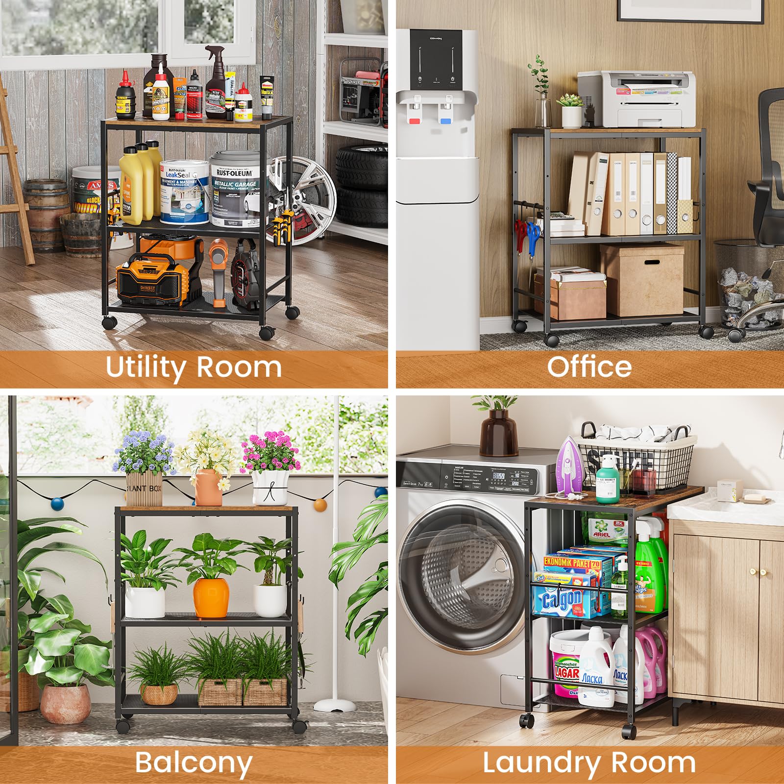 Draelibor office-printer-stand cart for organized workspace
