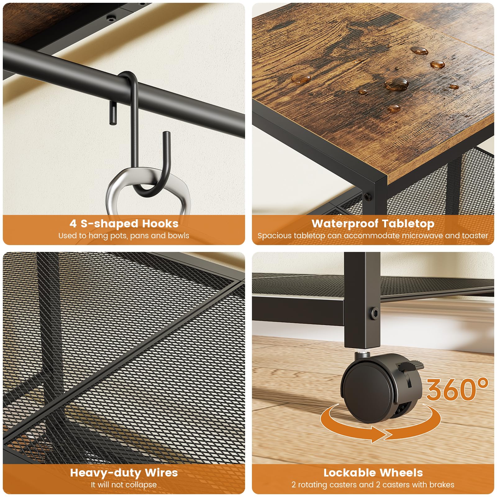 Draelibor sturdy-construction cart built to endure daily kitchen use