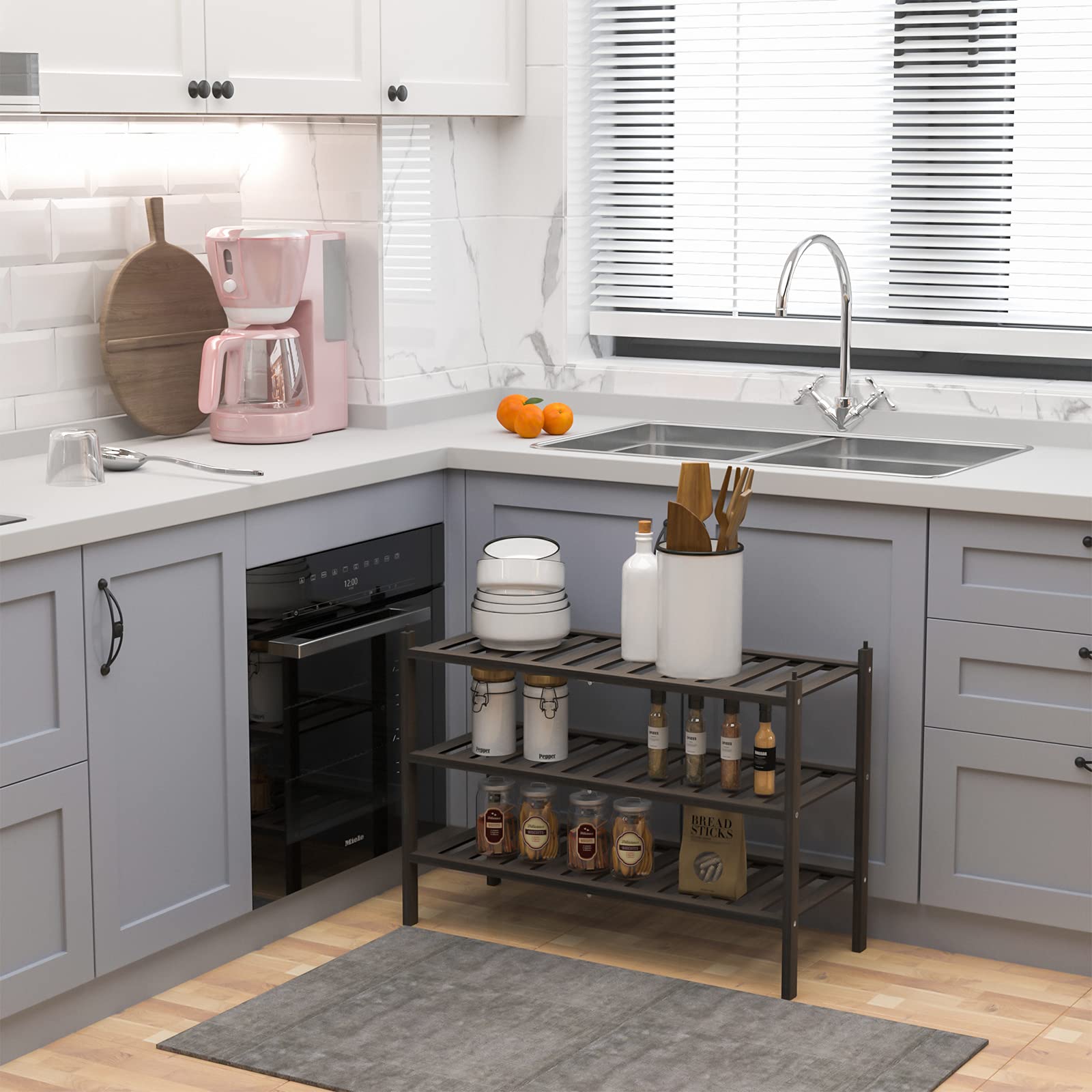 Dranixly closet entryway shelving mocha keeps footwear and items neatly arranged.