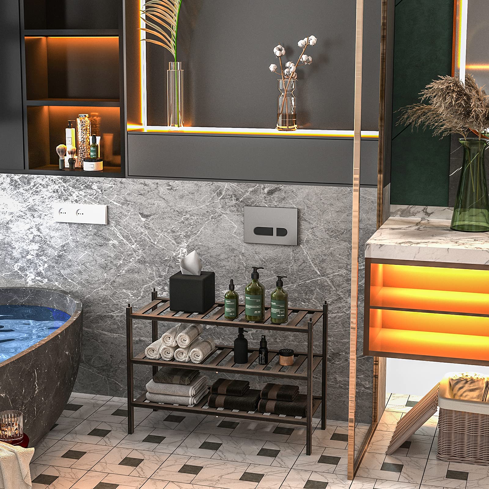 Dranixly multiuse bathroom living room mocha ideal for towels or plants.