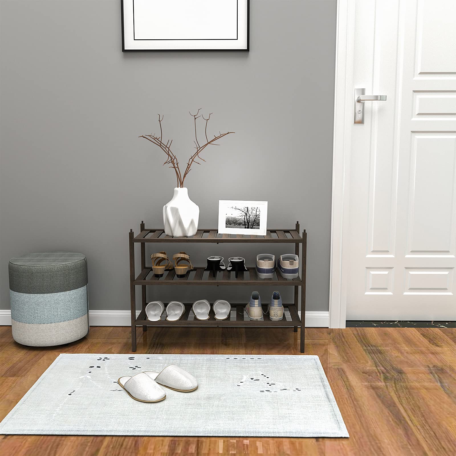 Dranixly stackable bamboo shelf mocha saves space and adds versatile storage.