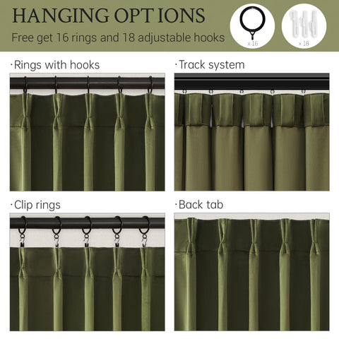 Drapenova back-tab hanging option with rings and hooks included.