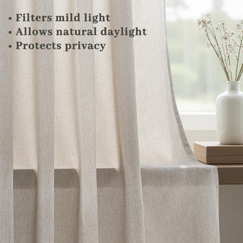 Criss-cross linen texture creates high-end drape and ambiance.