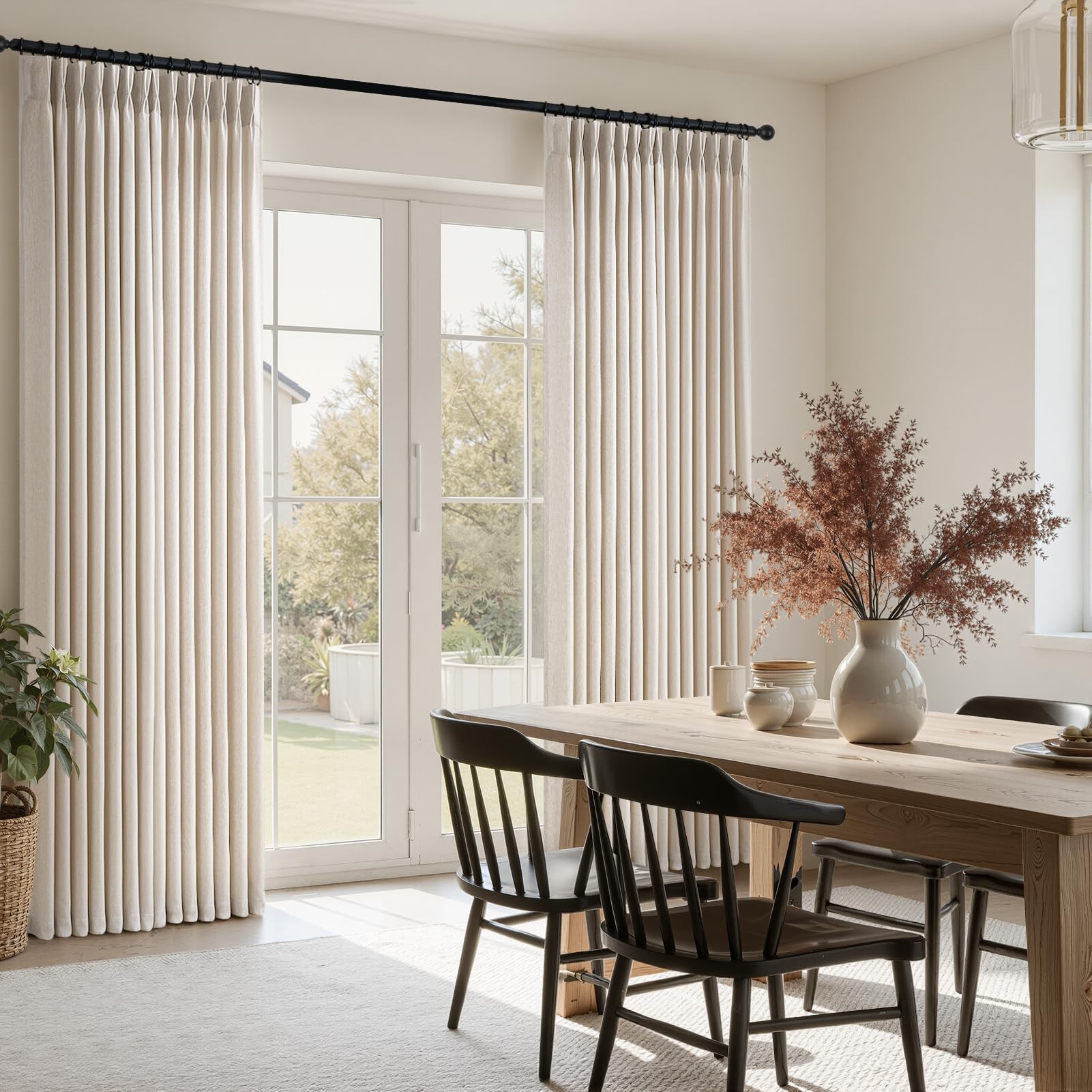 Includes hooks and rings for easy sliding and simple installation.