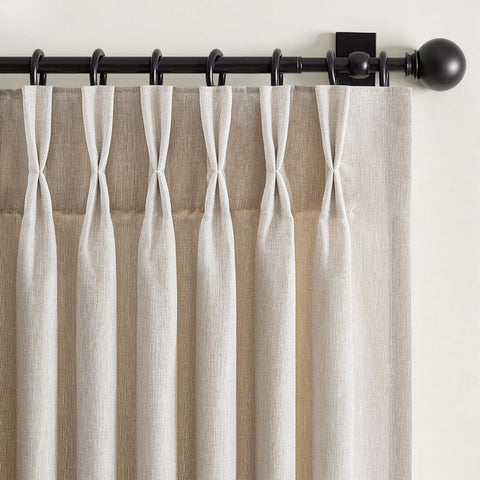 Drapenova natural pinch-pleat curtains with elegant, structured drape.