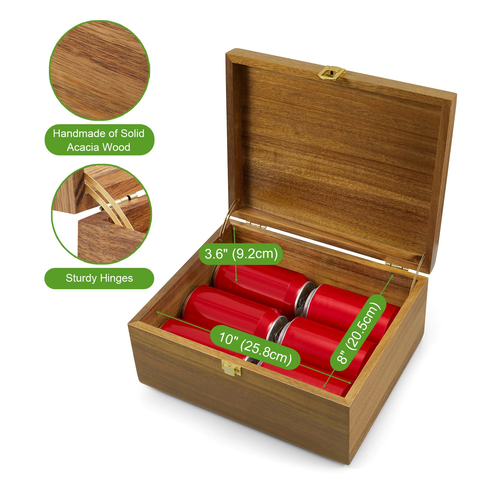 DRASTAR keepsake box features golden latch for quick access and secure closure