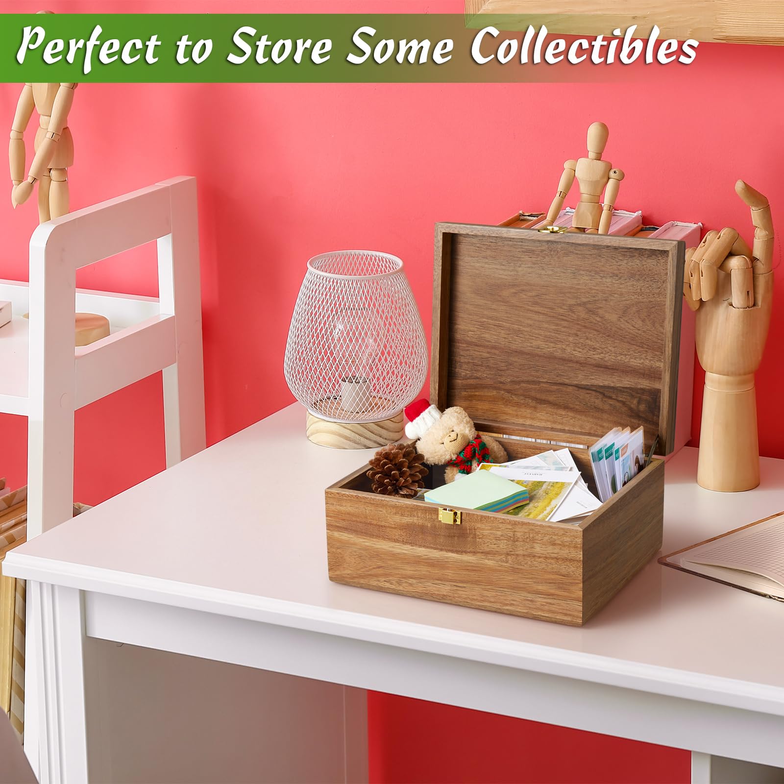 DRASTAR large memory box in acacia wood offering spacious keepsake storage