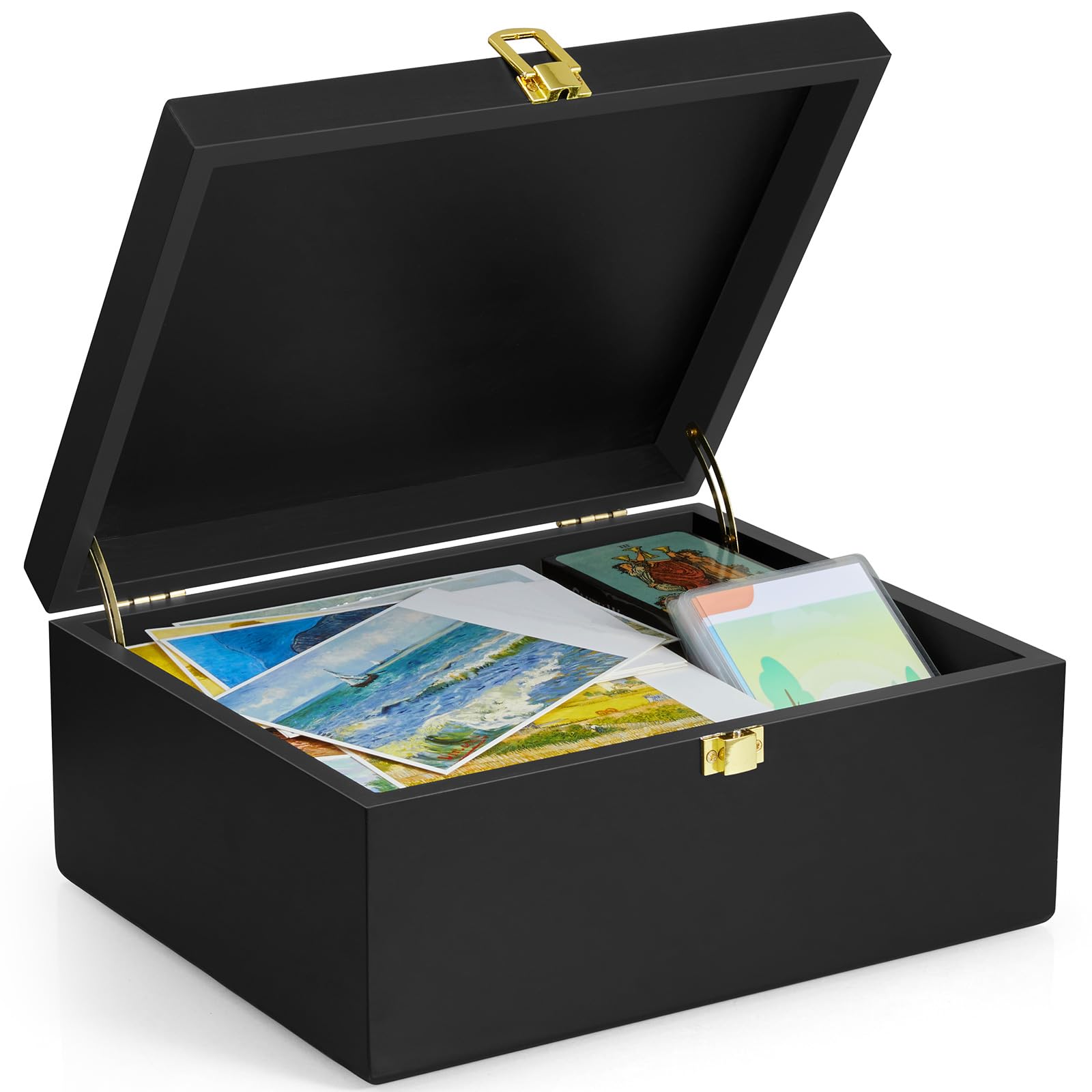 DRASTAR large wooden keepsake box with black lid for organized storage.