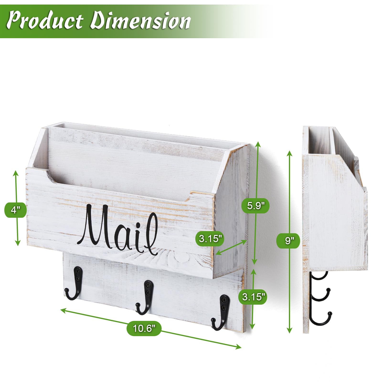 DRASTAR two-slot mail holder with removable divider for letters and magazines.