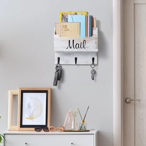 DRASTAR wooden key hanger adds rustic charm while storing essential keys.