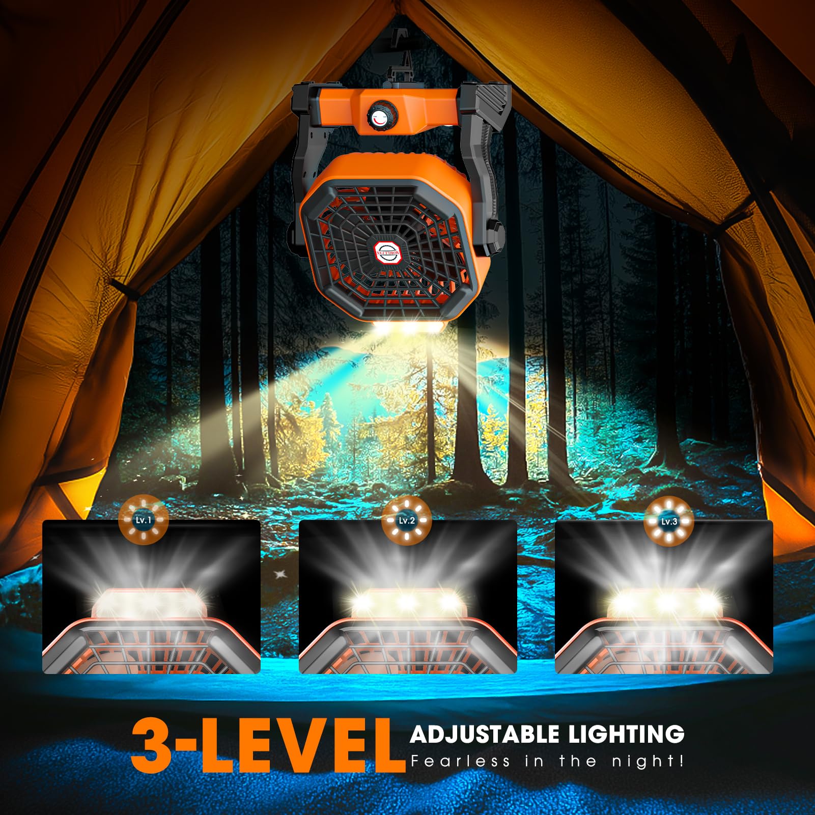 Drchop LED lantern with three brightness levels for night use
