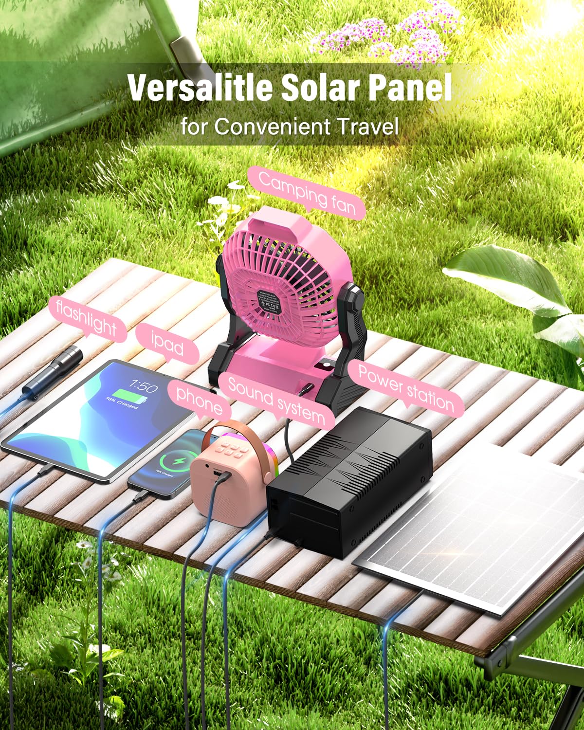 Drchop solar fan head rotated 270 degrees to direct airflow