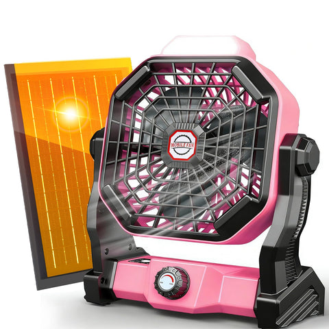 Drchop rechargeable solar fan assembled for outdoor cooling on camping trips