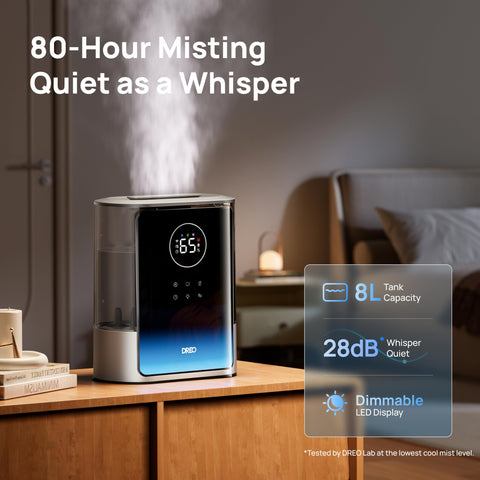 DREO 40-inch mist stream distributes moisture evenly through the room