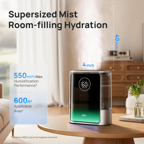 Top-fill design of the DREO humidifier for easy refills and clean setup
