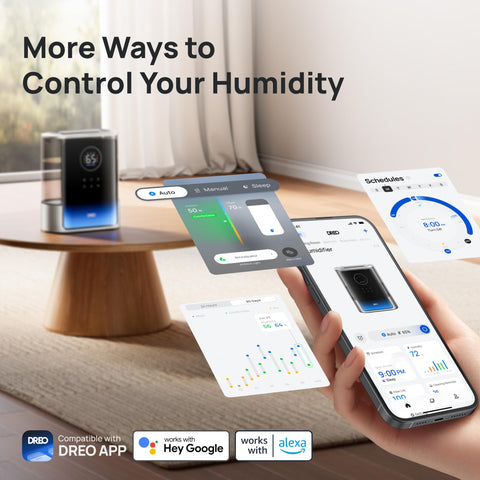 DREO auto humidity mode with precise humidistat maintains stable levels