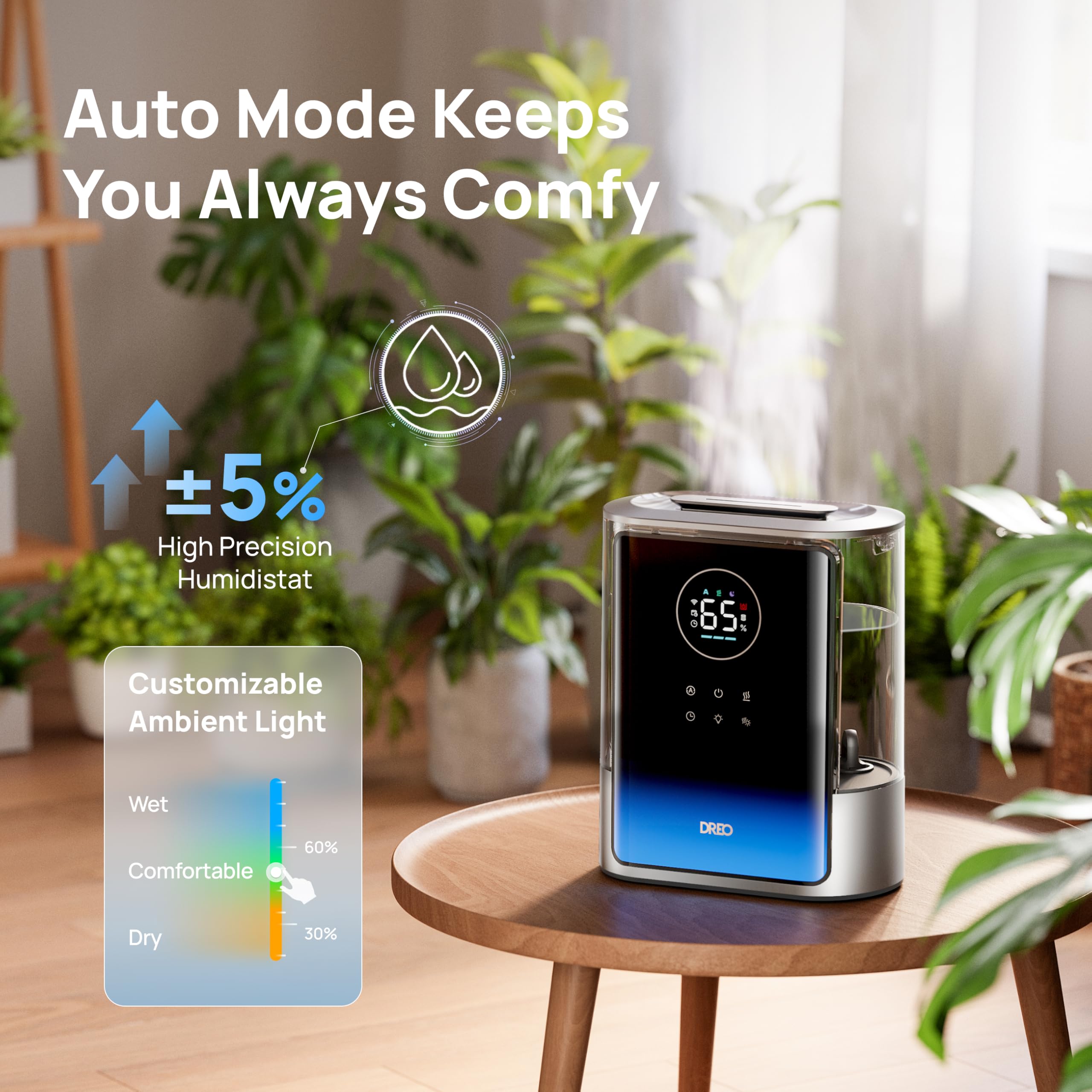 DREO ultra-quiet operation at 28 dB for serene nights