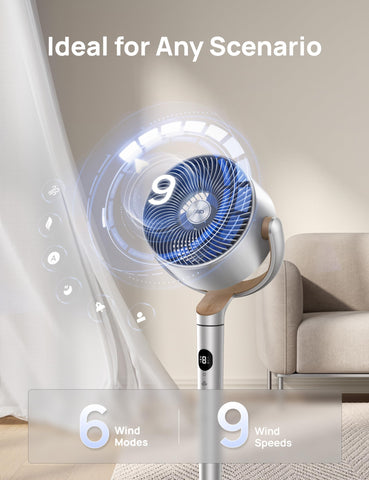 DREO Smart Fan remote-control operation for convenient, hands-free adjustments.