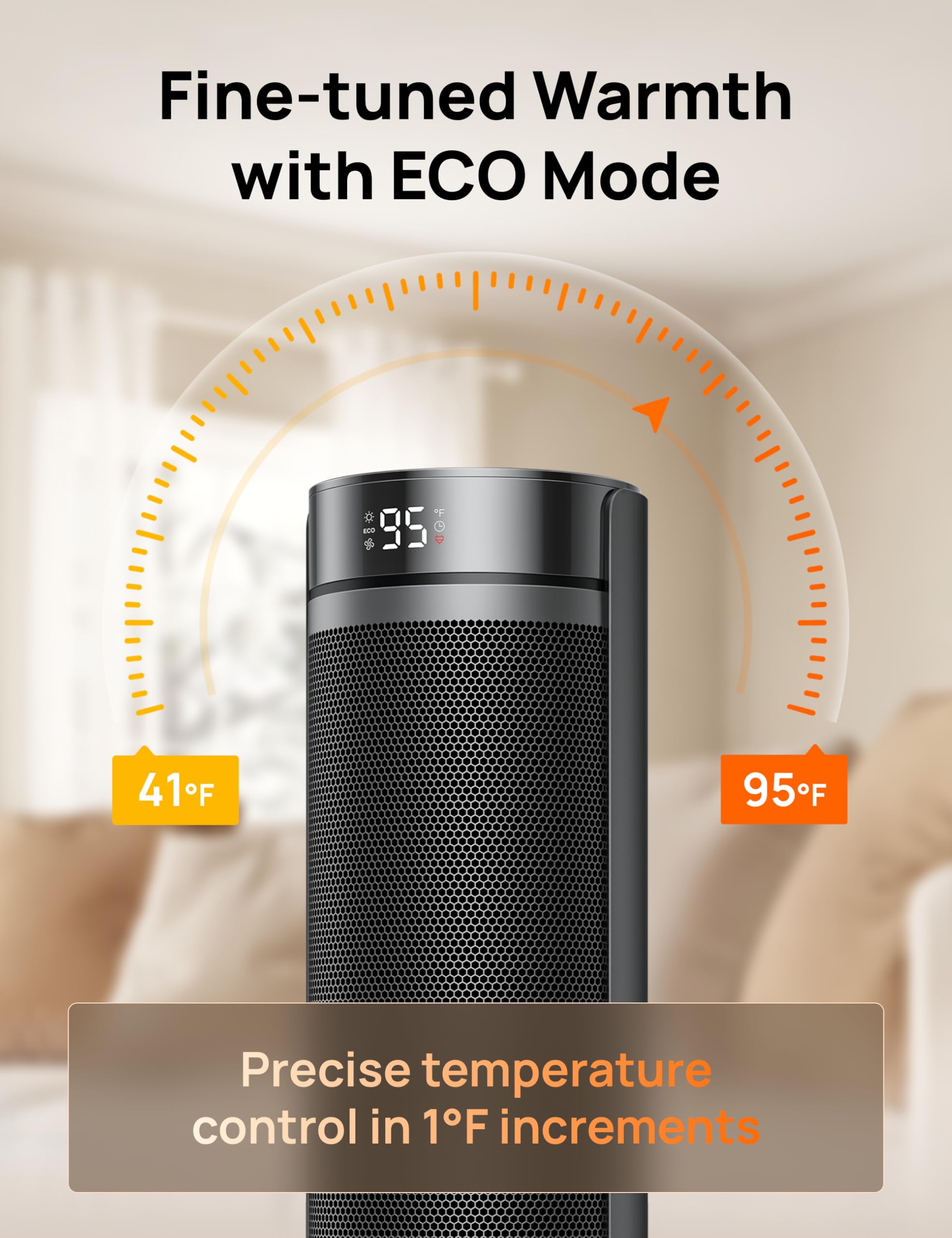 DREO space heater eco mode helps save energy while staying comfortable
