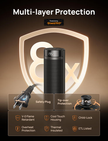 DREO space heater thermostat panel enables precise, user-friendly temperature control