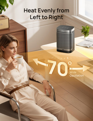 DREO Space Heater quiet brushless motor delivers peaceful warmth.