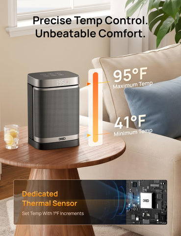 DREO Space Heater safety plug protects around kids and pets.
