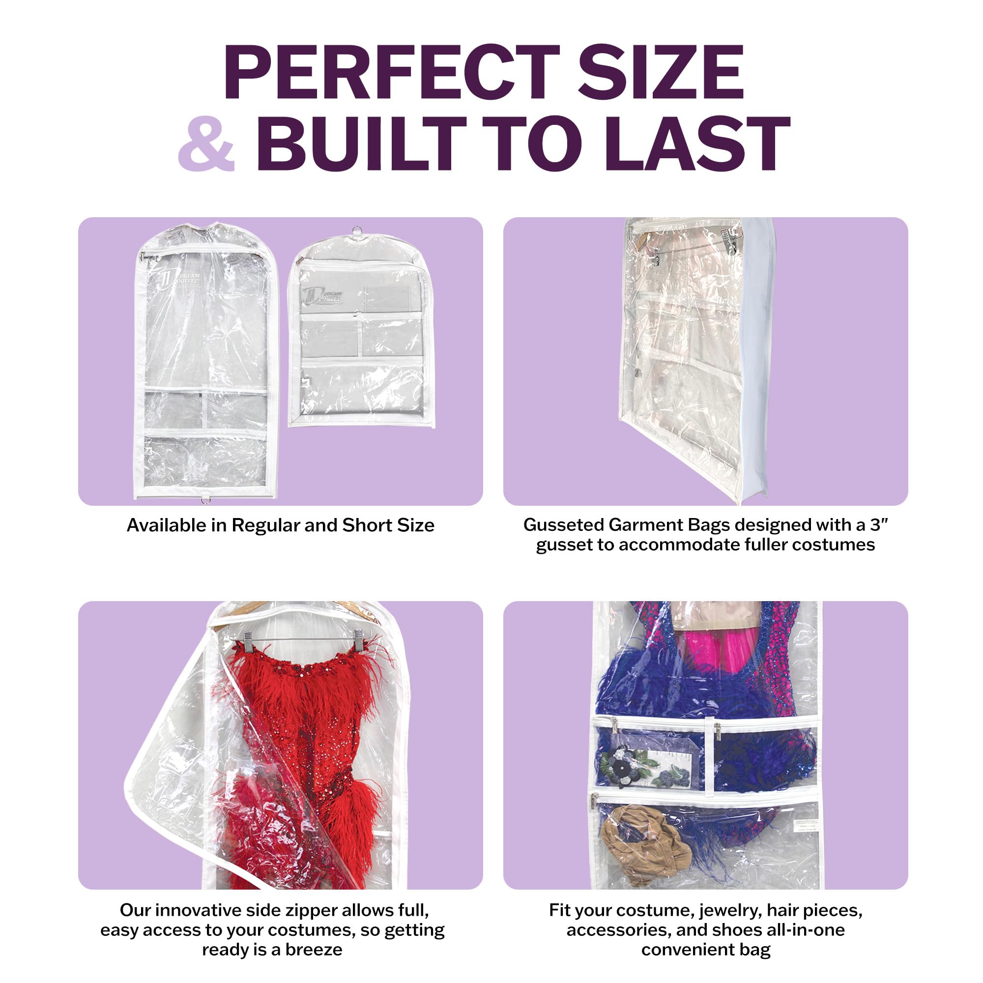 Dream Duffel clear garment bag is lightweight and durable for frequent use.