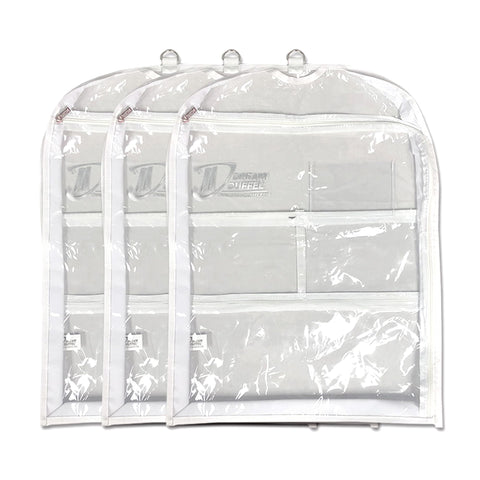 Dream Duffel clear bag with side zipper entry for quick costume access.