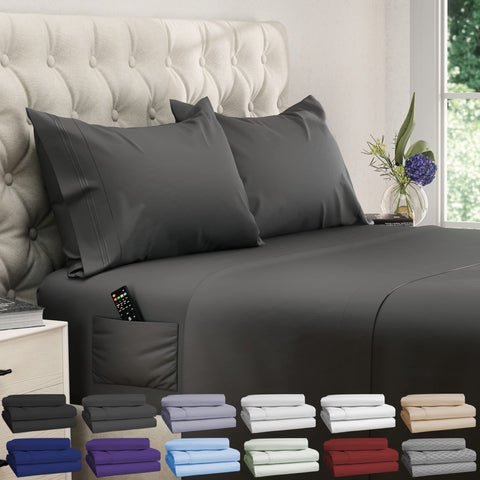 DREAMCARE California King sheet set with cooling fabric and deep pockets for restful nights.