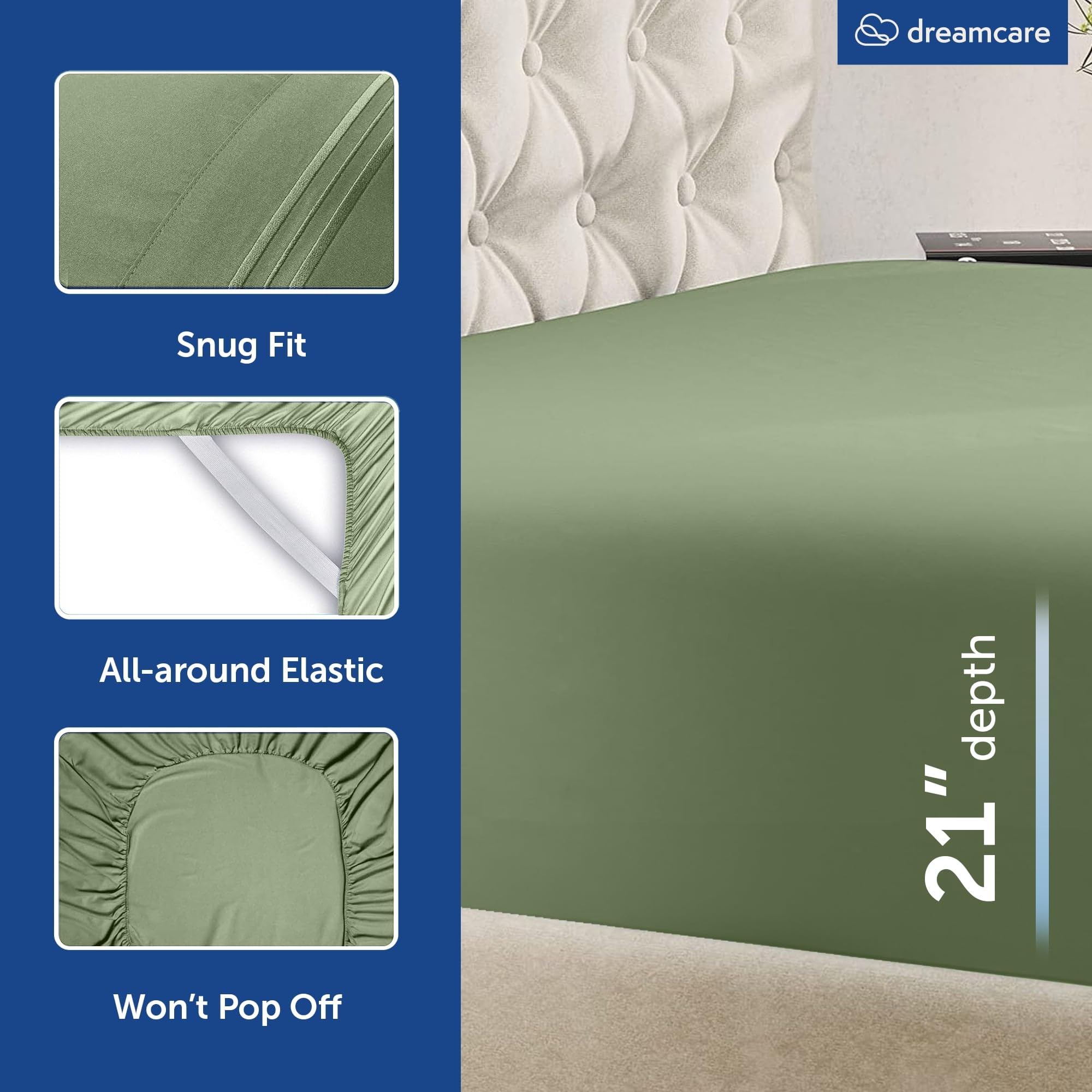 DREAMCARE easy-care microfiber sheets resist wrinkles and fading