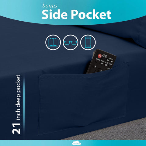 DREAMCARE extra-deep pocket sheet fits mattresses up to 21 inches securely.
