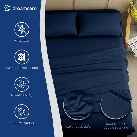 DREAMCARE fitted sheet with deep pocket designed for mattresses up to 21 inches