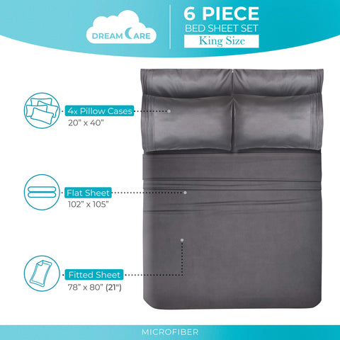 DREAMCARE king sheets deep-pocket corner strap for secure fit.