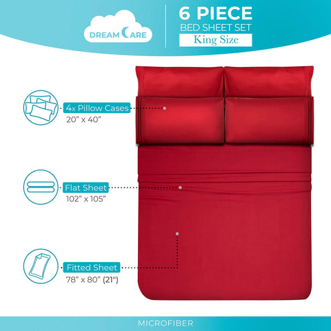 DREAMCARE flat sheet on bed demonstrates generous size and drape.