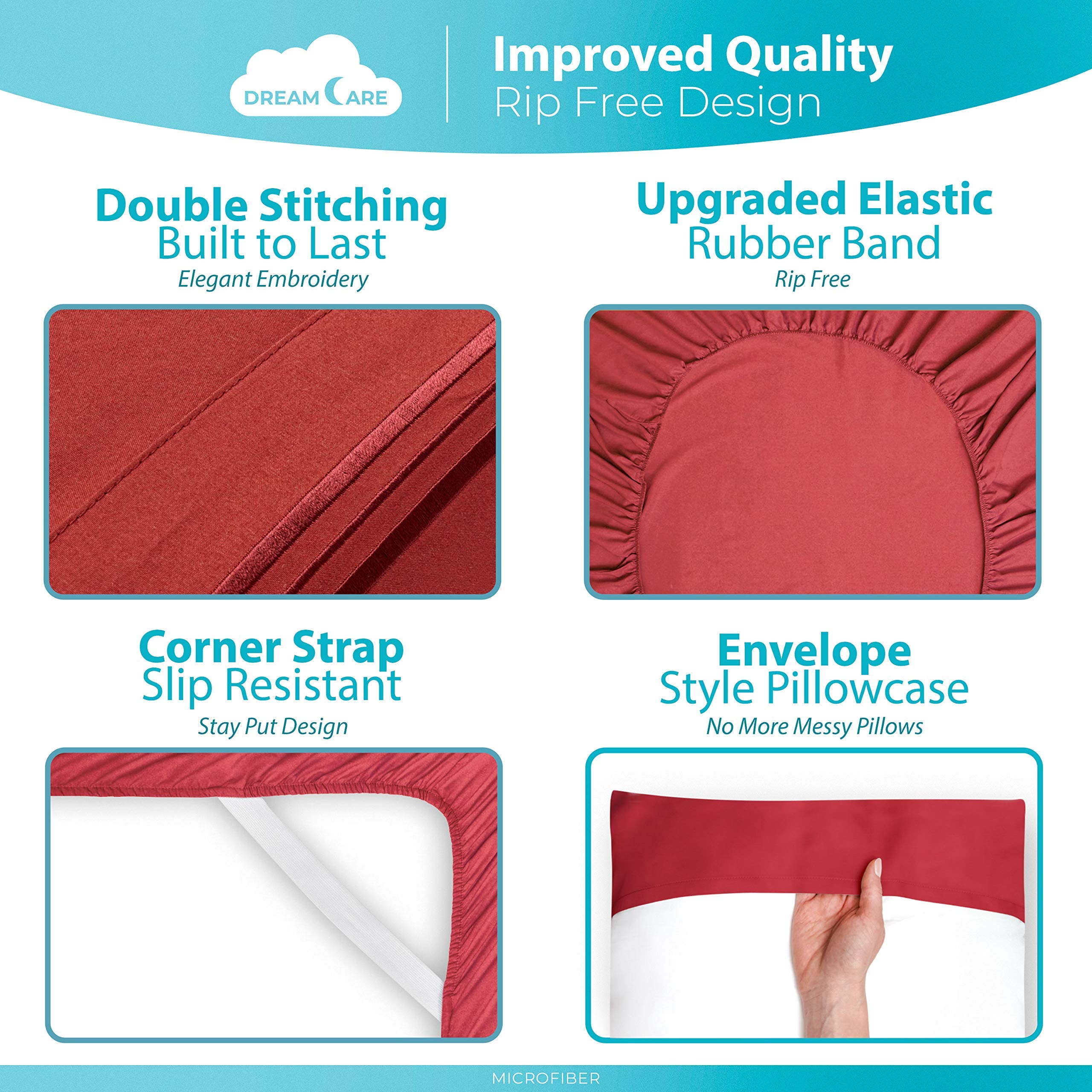 DREAMCARE microfiber fabric texture shows smooth, breathable weave.