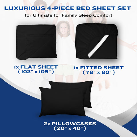 DreamCare four‑piece set includes fitted, flat sheets and pillowcases