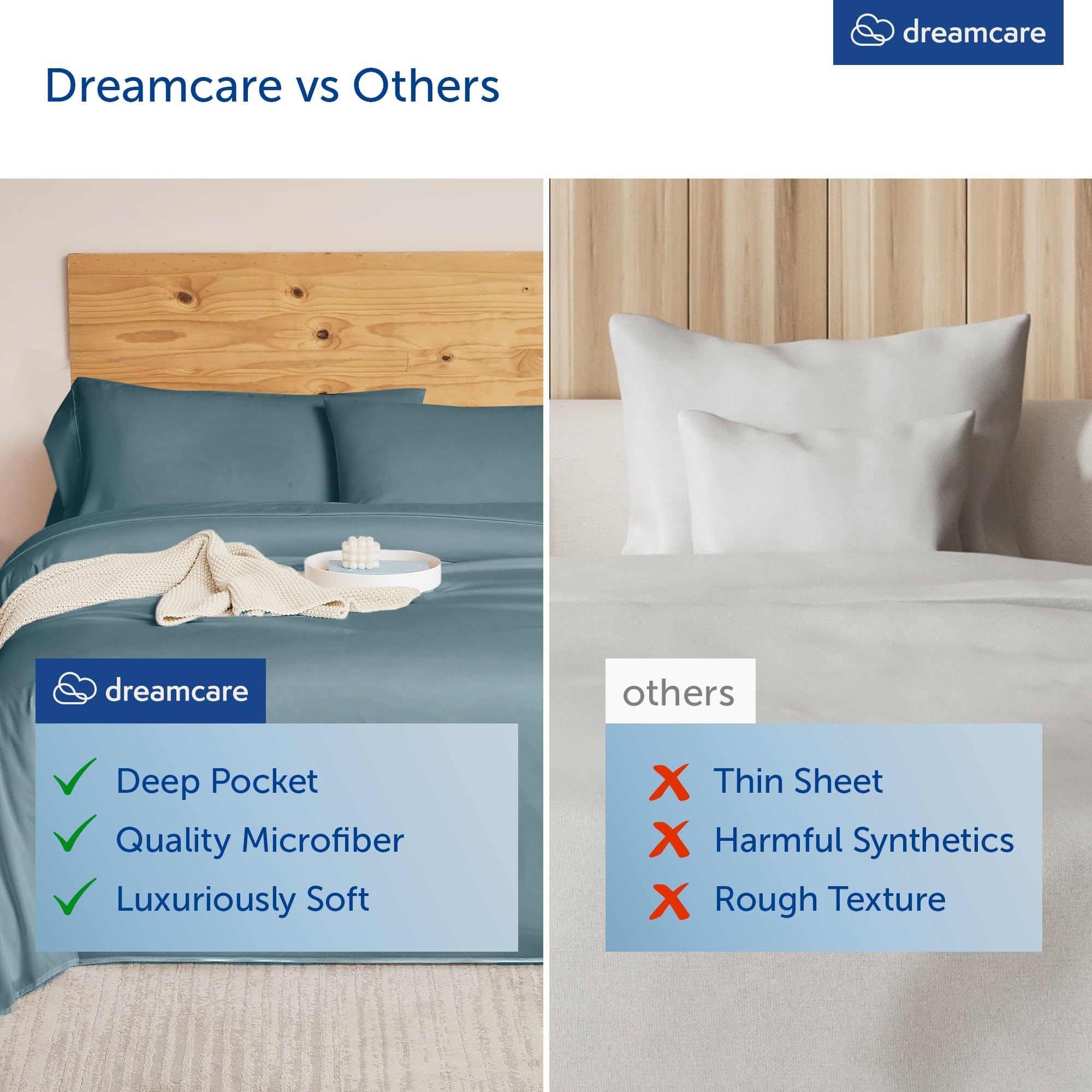 DREAMCARE bedroom style shot conveys hotel-luxury feel and breathable cooling.