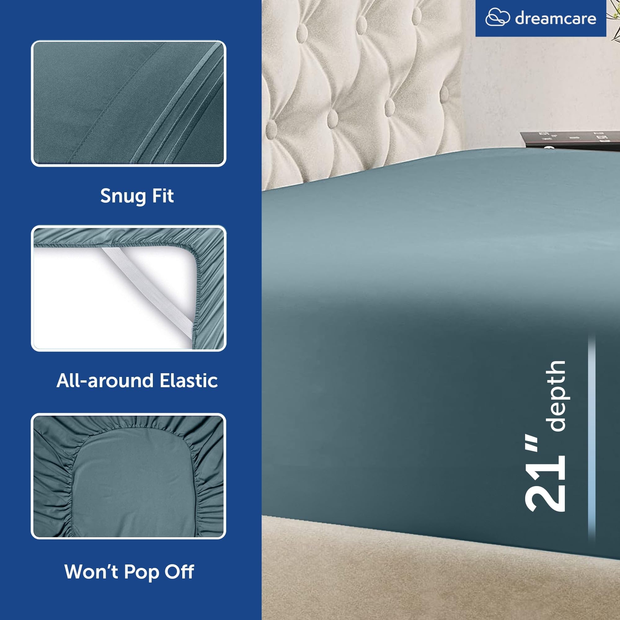 DREAMCARE pillowcases four-count highlight soft, wrinkle resistant comfort.