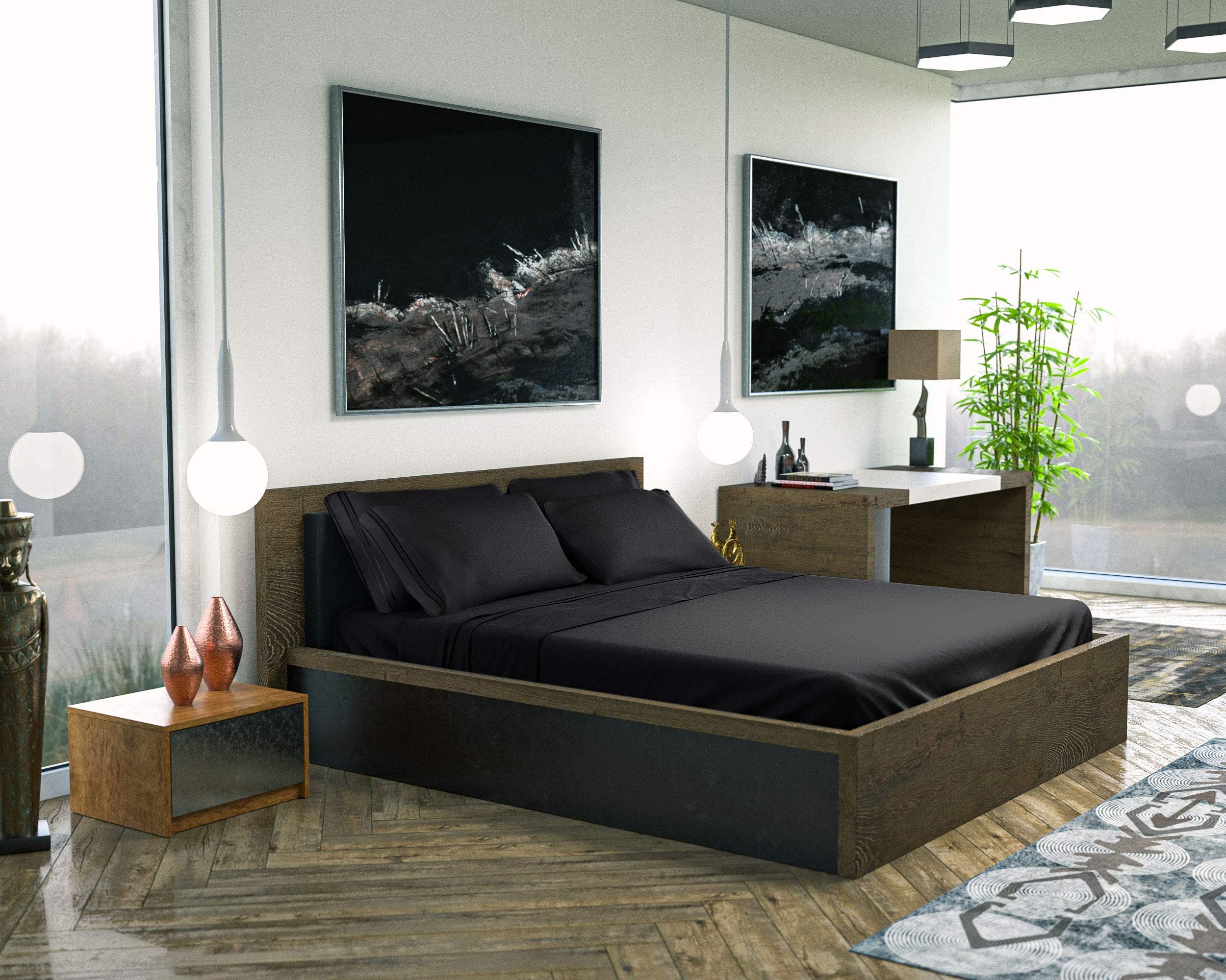 DREAMCARE king-size sheets black color decor friendly for modern bedrooms.