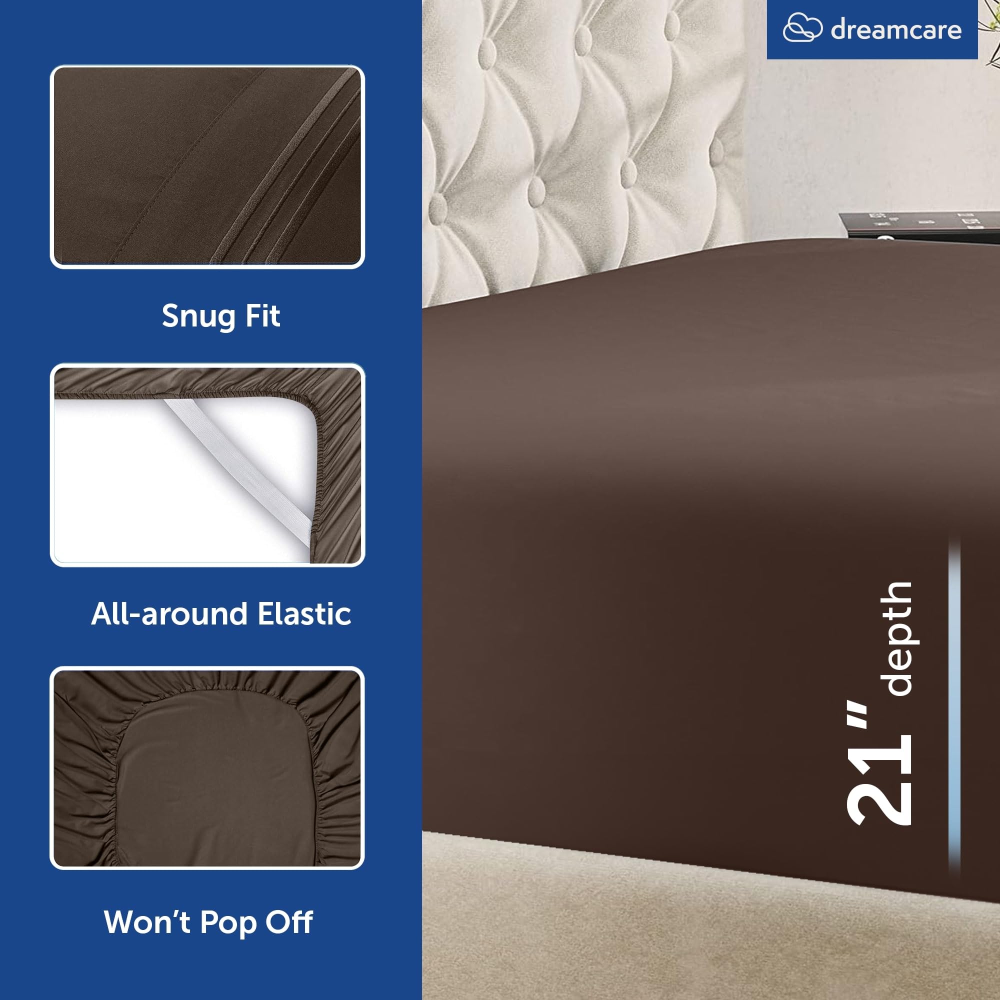 DREAMCARE brushed microfiber texture feels soft and durable.