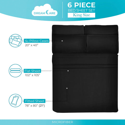 DREAMCARE king-size sheets deep pocket fit secures up to 21-inch mattresses.