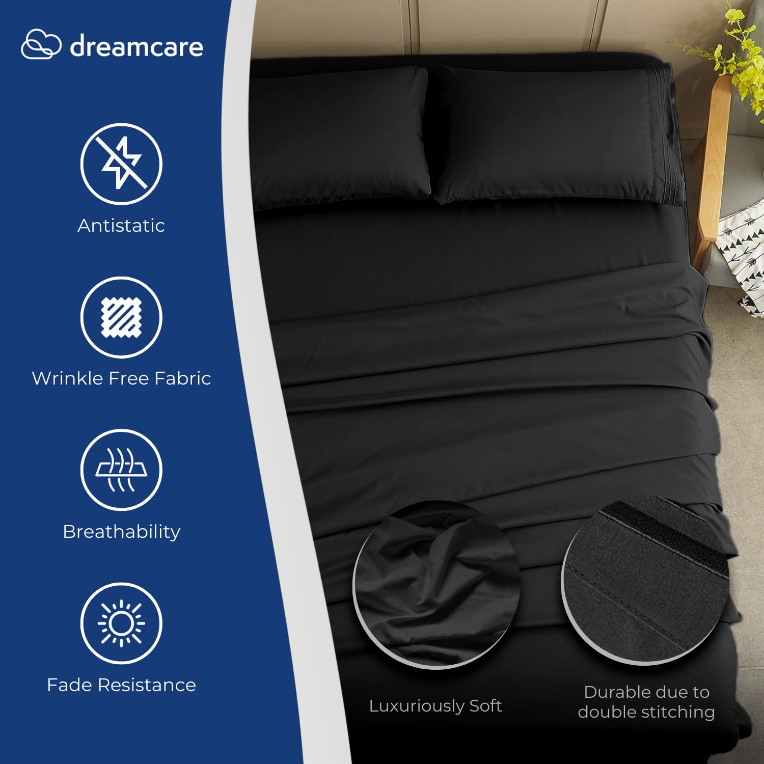 DreamCare deep-pocket fitted sheet fits mattresses up to 21 inches